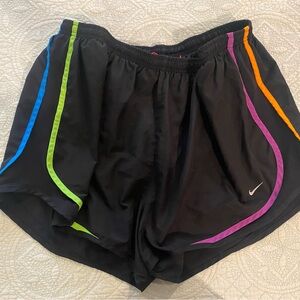 Nike Women's Black Tempo Running Shorts with Vibrant Stripes